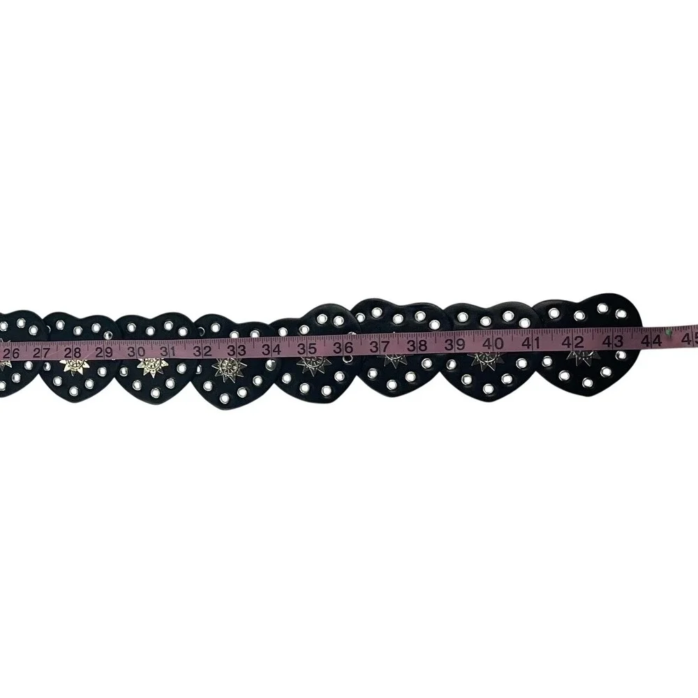 Black Heart Concho Belt Womens Western Boho Silver Grommet Festival 44 Inch